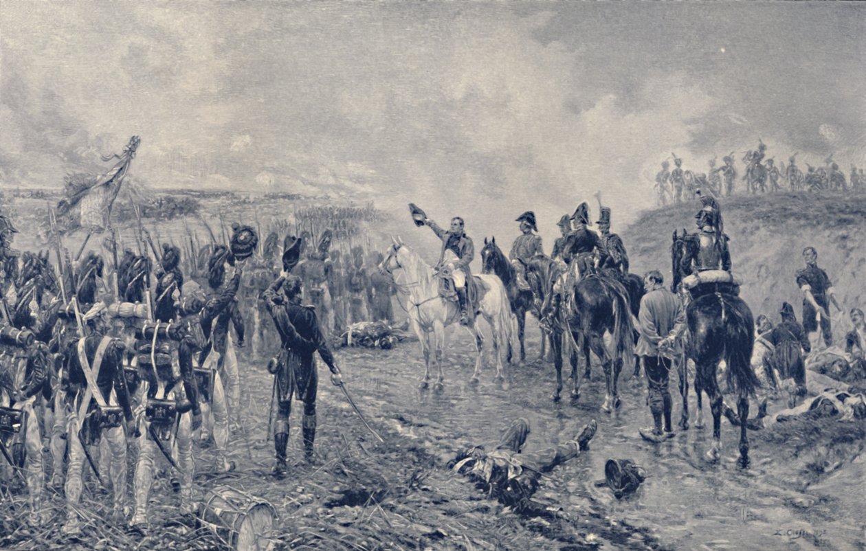 Napoleon en de Oude Garde voor Waterloo door Unbekannt