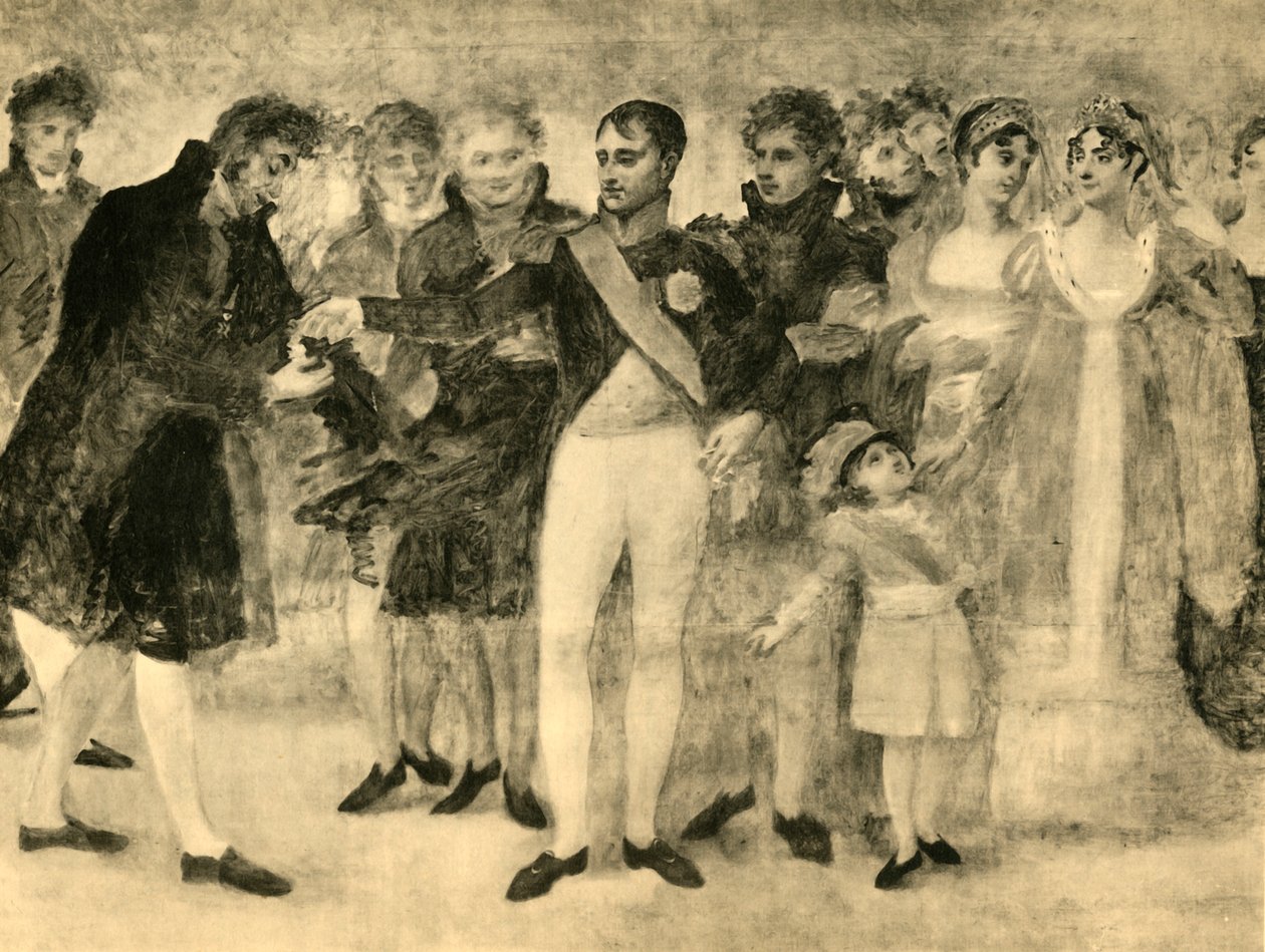 Napoleon decoreert David in de Salon du Louvre, Parijs, 1808, 1921 door Unbekannt