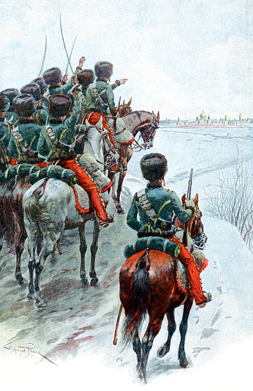 Napoleons Grande Armee ziet Moskou, 1812 door Unbekannt
