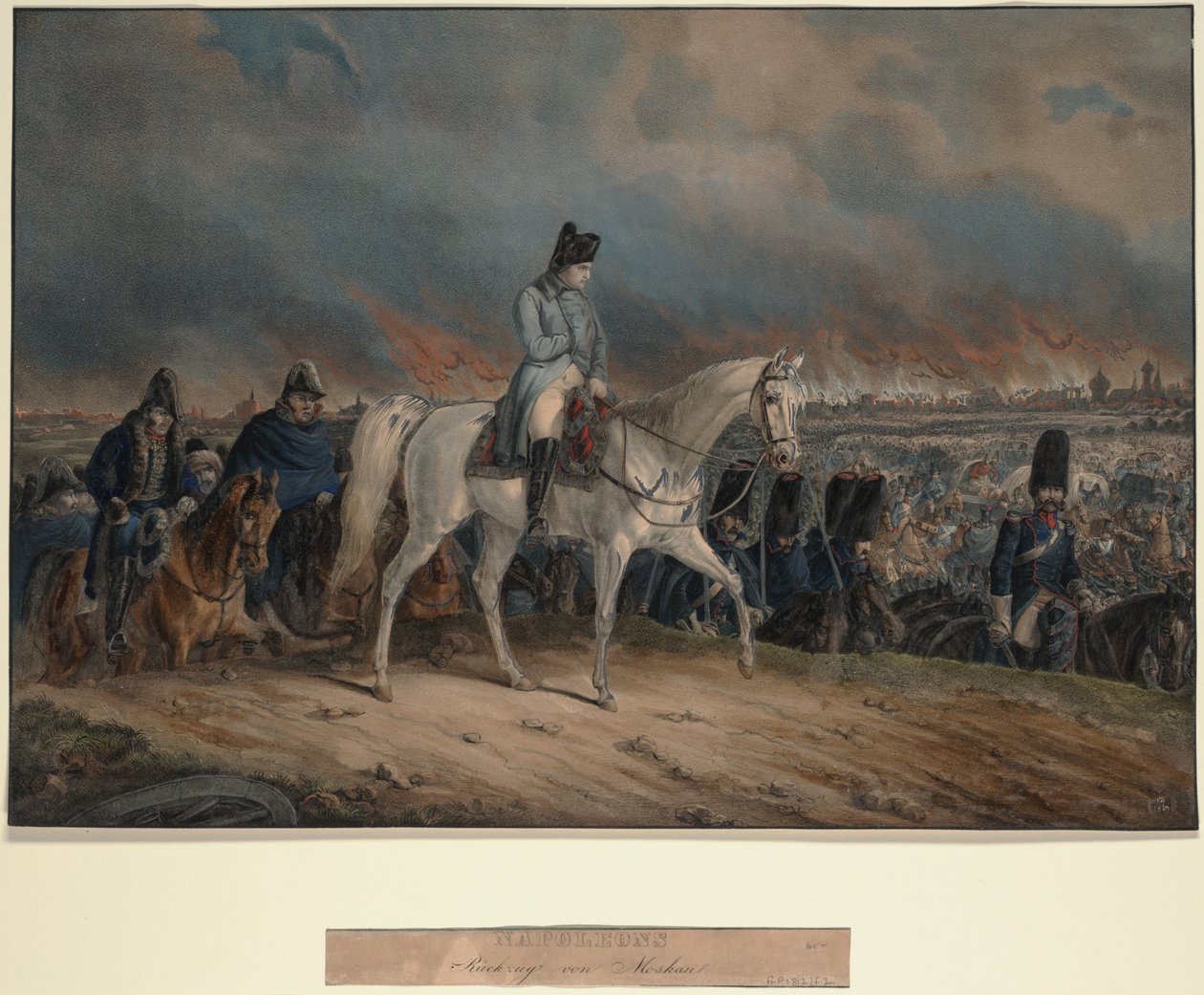 Napoleons Terugtocht uit Moskou, 1847 door Unbekannt