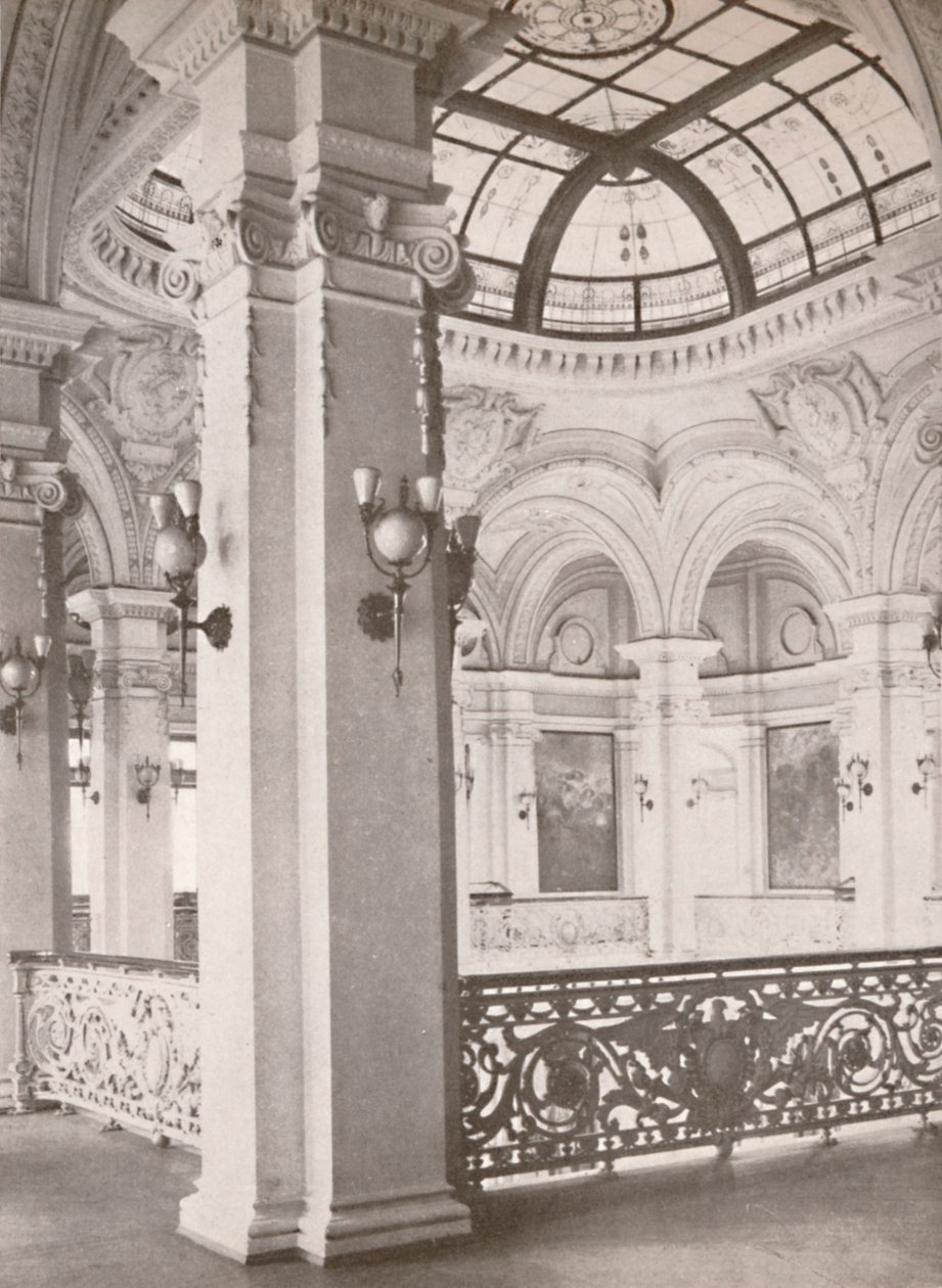 Nationale Bibliotheek: een hoek van de galerij met uitzicht op de openbare leeszaal, 1914 door Unbekannt