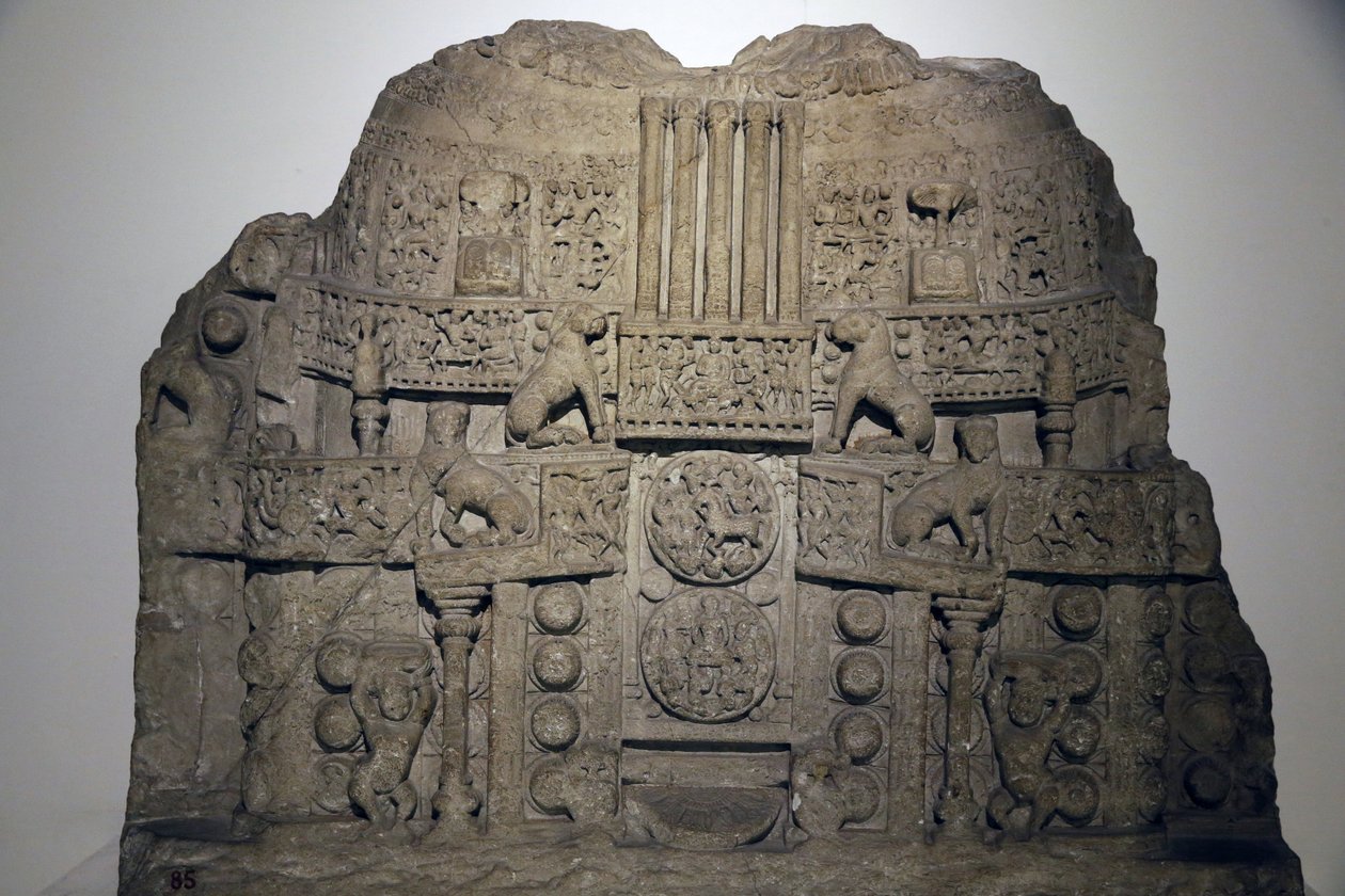 Nationaal museum van India, Delhi. Amaravathi stupa illustratie. Bekledingsplaat. Satavahana door Unbekannt