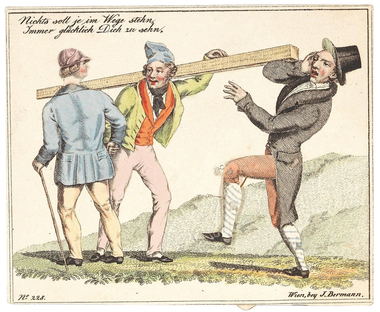 Nieuwjaarskaart. Niets zal je ooit in de weg staan om je altijd gelukkig te zien, na 1815 door Unbekannt