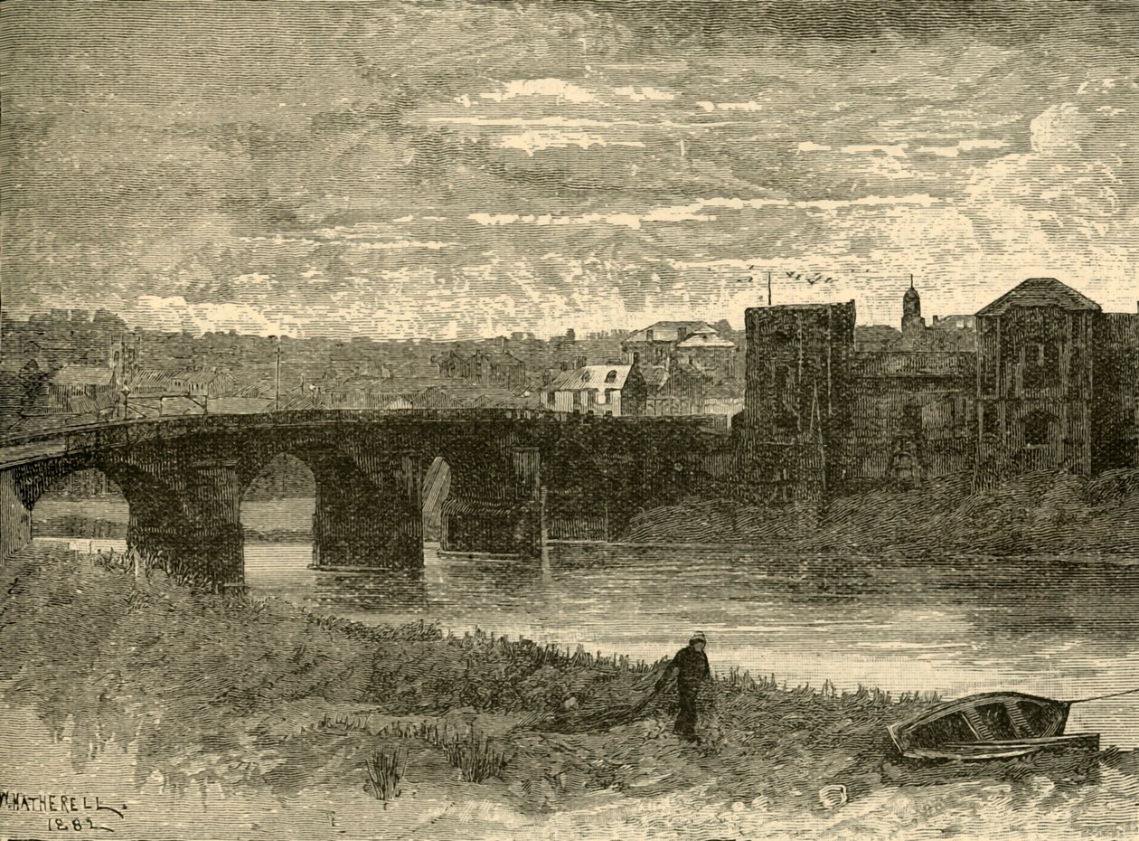 Newport Bridge en kasteel, 1898 door Unbekannt
