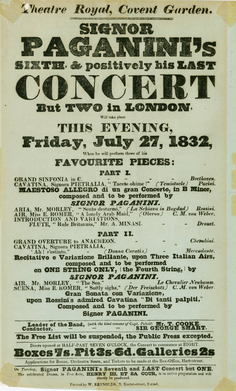 Niccolo Paganini - affiche door Unbekannt