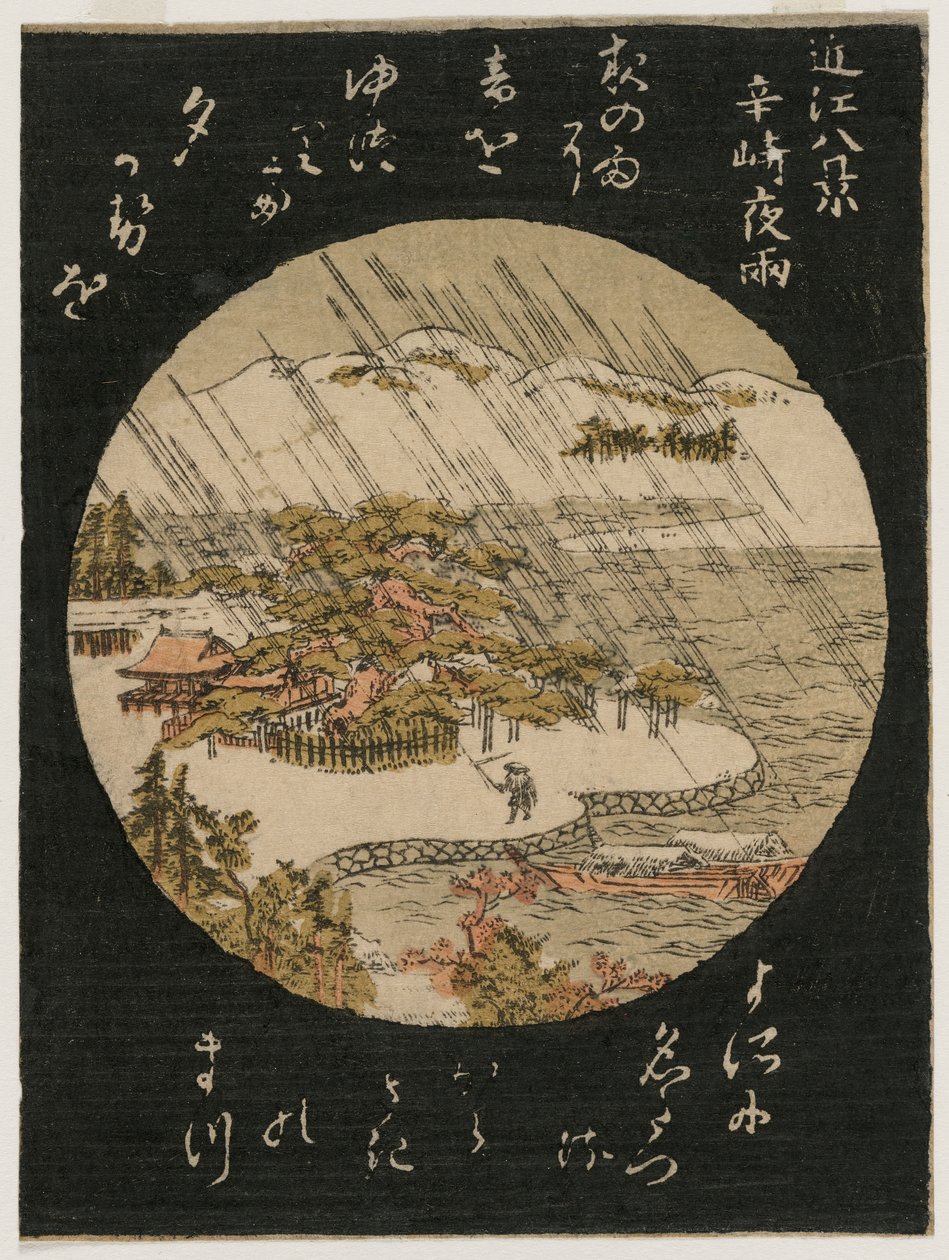 Nachtregen op de Karasaki-den uit de serie Acht Zichten van de provincie Omi, 1770s door Unbekannt