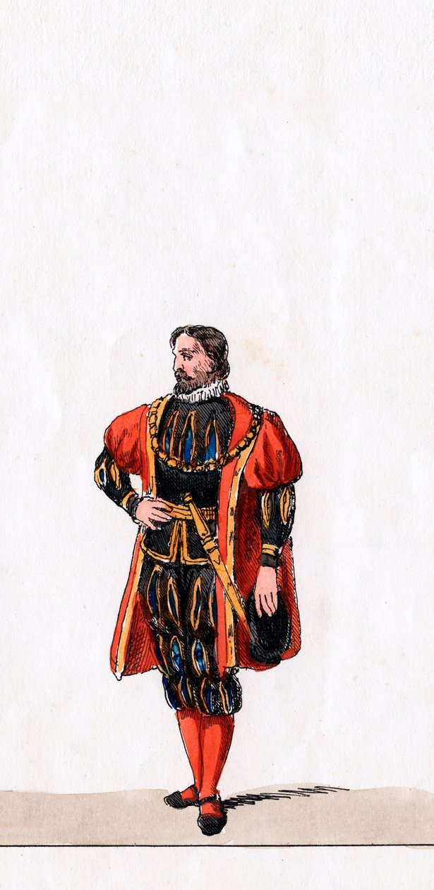 Edelman, kostuumontwerp voor Shakespeares toneelstuk, Henry VIII, 19e eeuw door Unbekannt