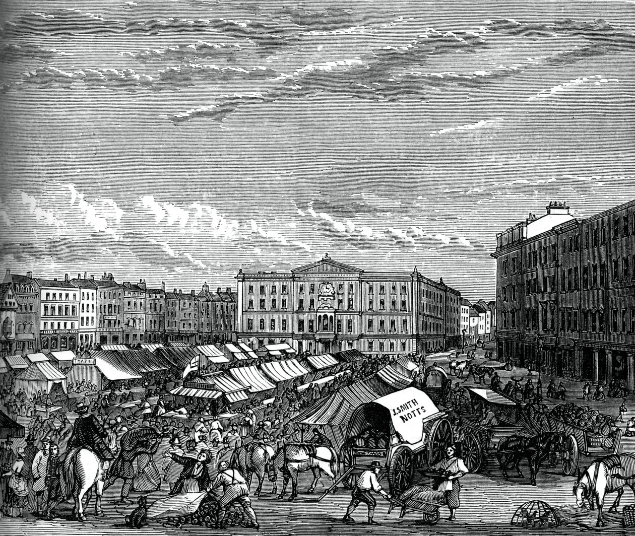 Nottingham marktplein door Unbekannt