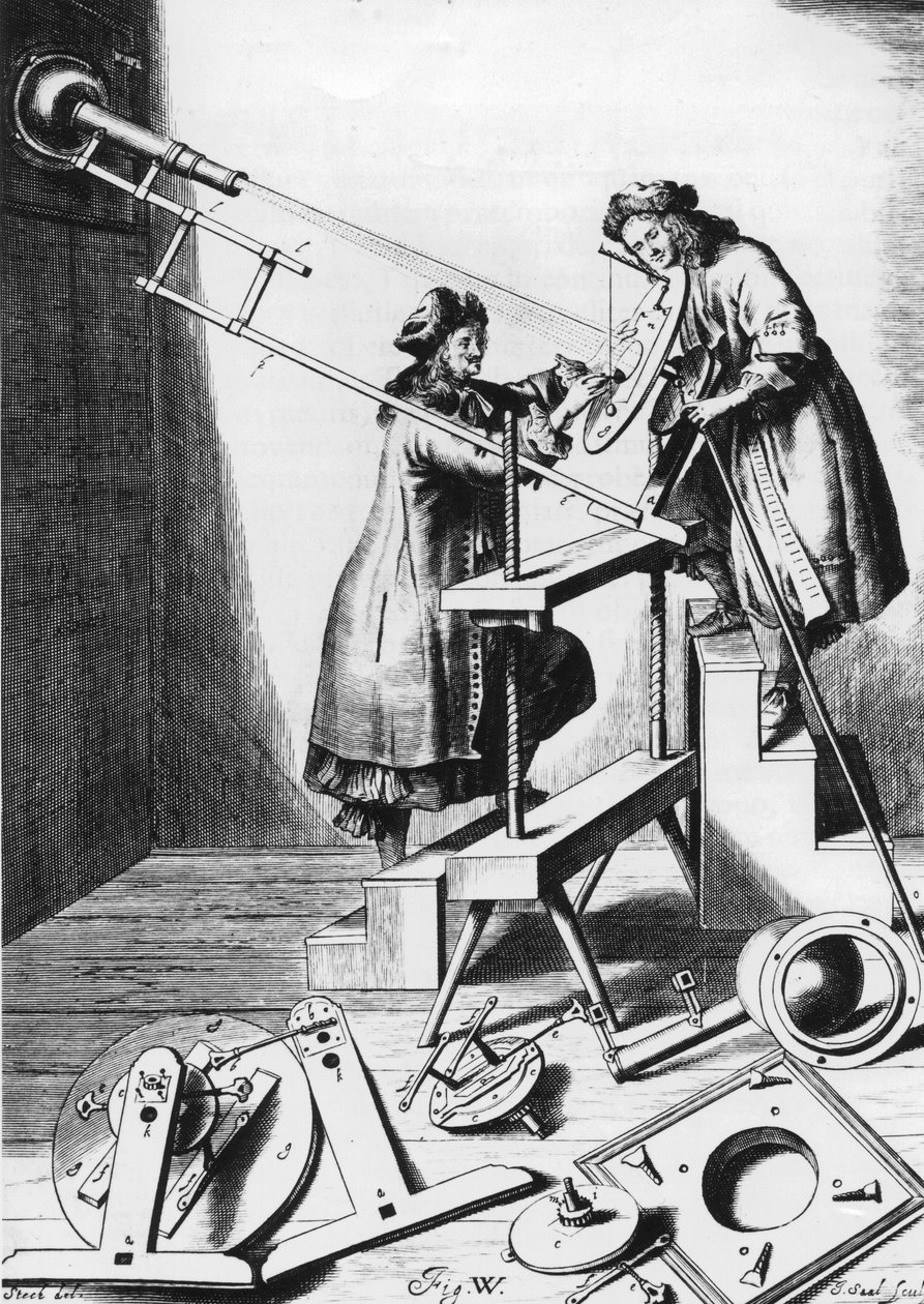 Waarneming van een zonsverduistering, 1673 door Unbekannt