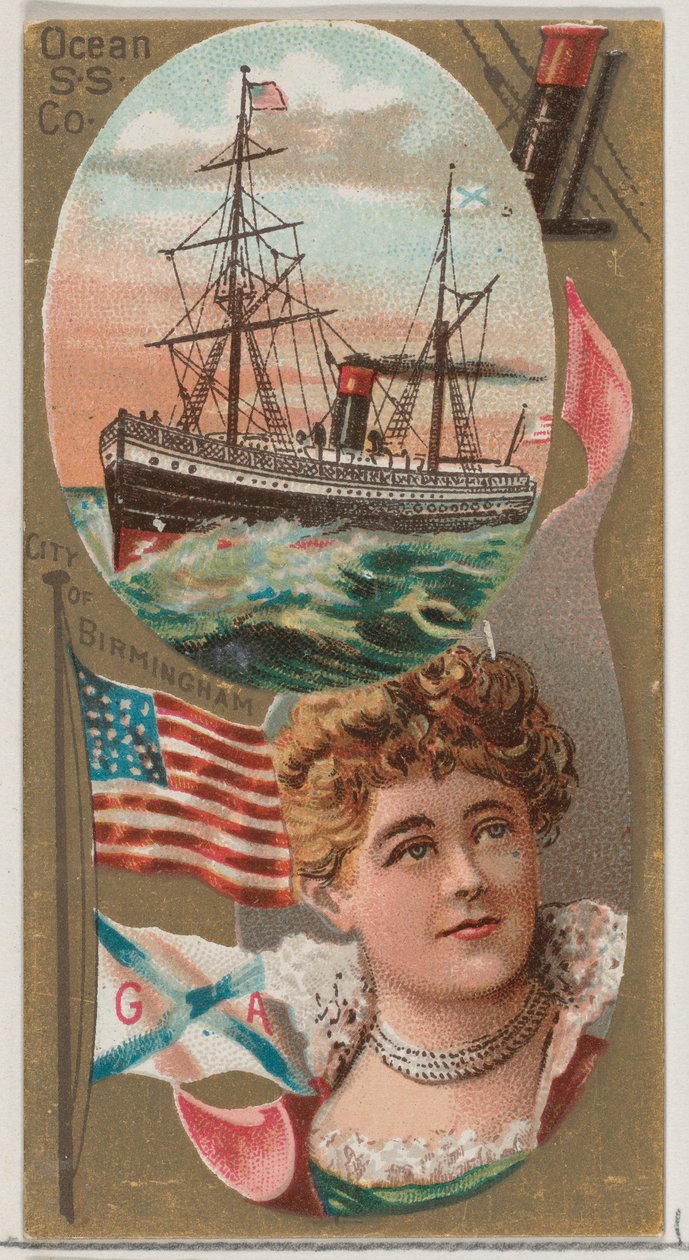 Ocean Steamship Company, uit de Ocean and River Steamers serie N83 voor Duke merk sigaretten door Unbekannt