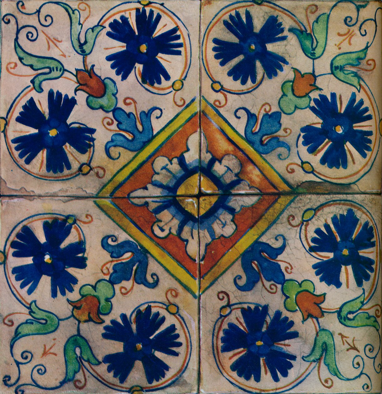 Sierlijke Nederlandse tegels, Italiaanse invloed, ca. 1600 door Unbekannt