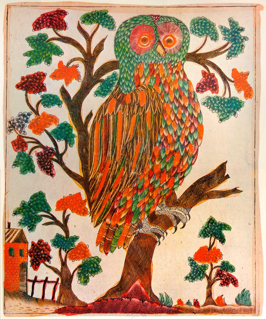 Uil, Lubok print, 1800 door Unbekannt