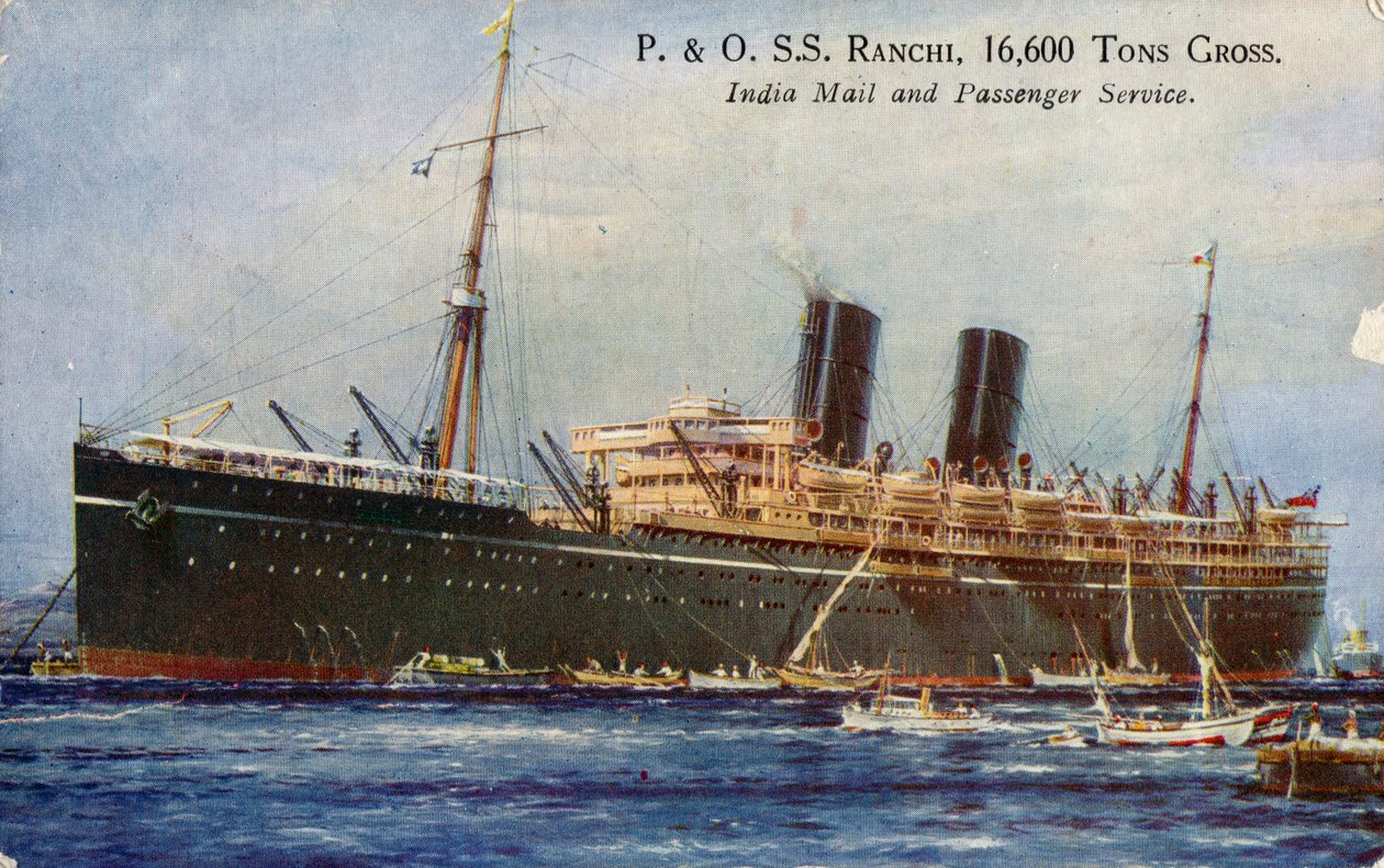 P. & O. S.S. Ranchi, 16.600 ton bruto, India post- en passagiersdienst, 1934 door Unbekannt