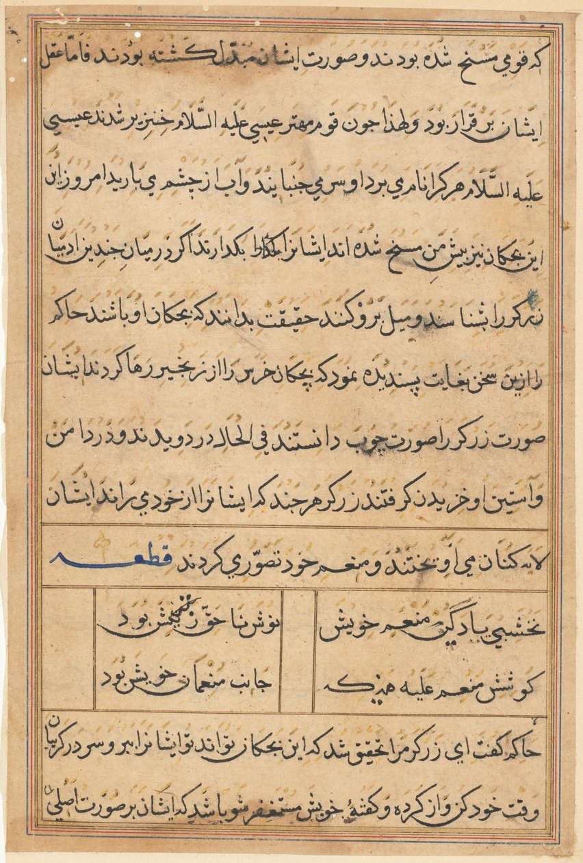 Pagina uit Verhalen van een Papegaai Tuti-nama: tekstpagina, ca. 1560 door Unbekannt