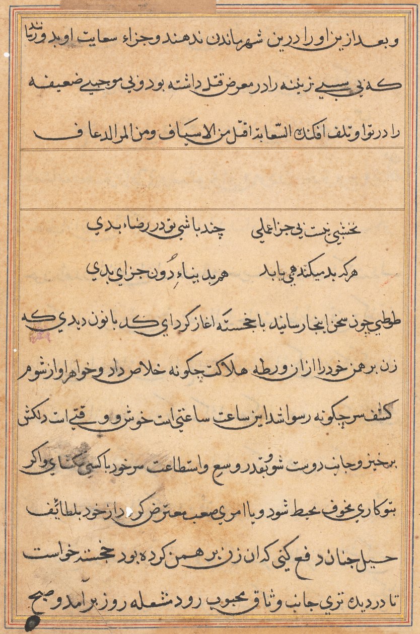 Pagina uit Verhalen van een Papegaai Tuti-nama: tekstpagina, circa 1560 door Unbekannt