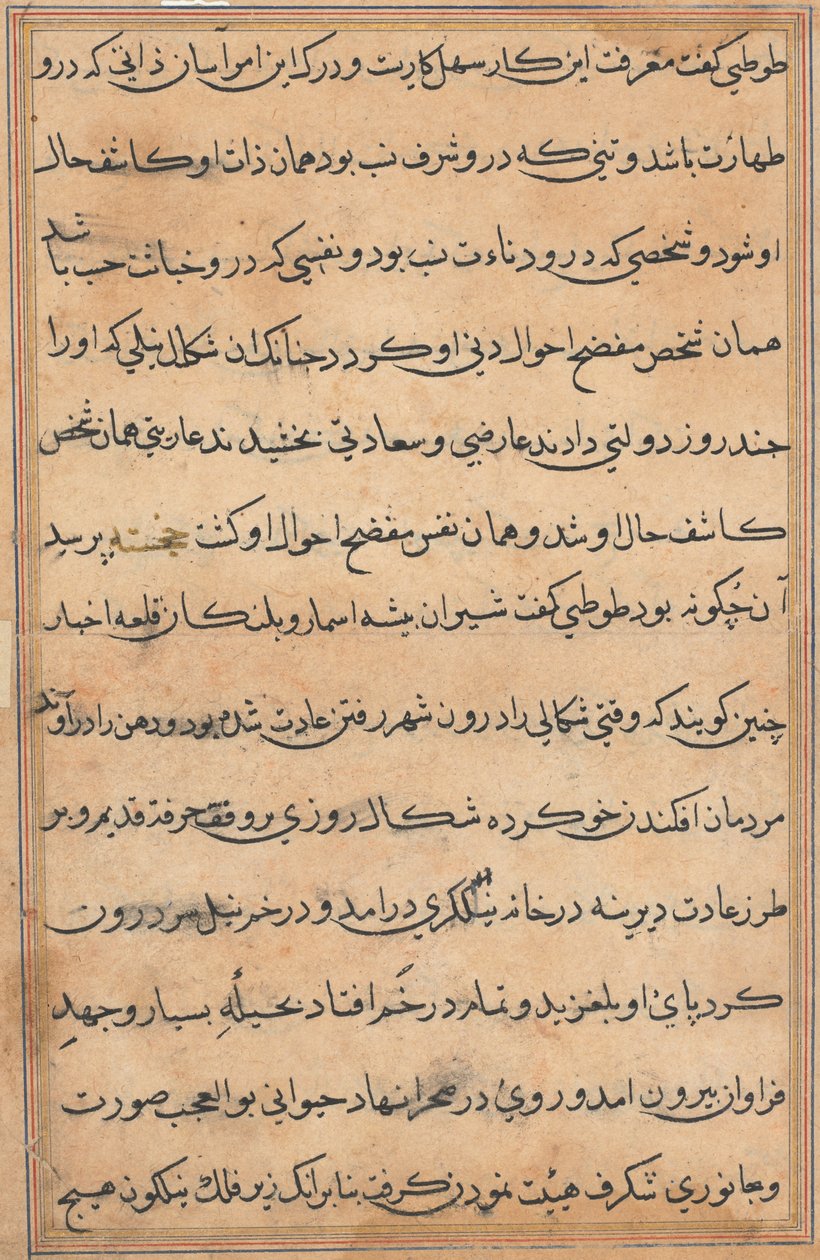 Pagina uit Verhalen van een Papegaai Tuti-nama: tekstpagina, ca. 1560 door Unbekannt