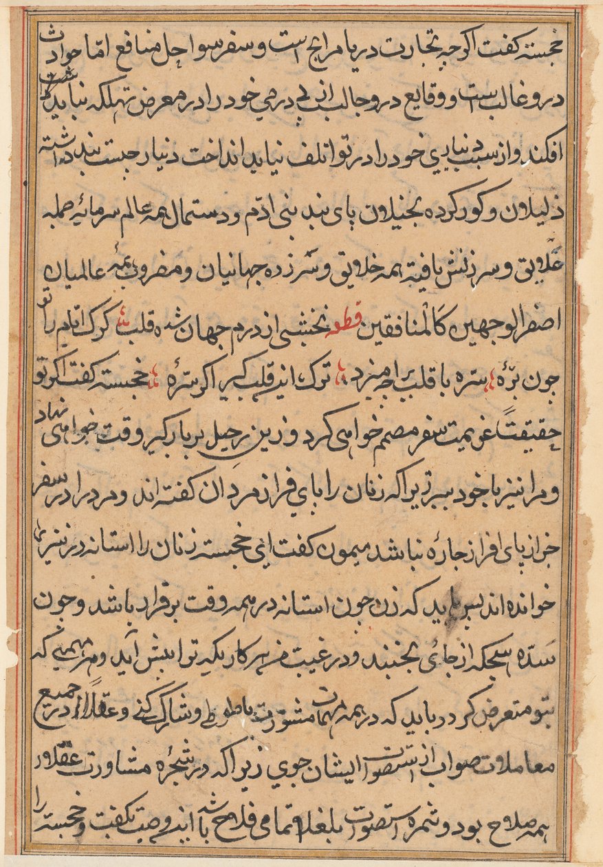 Pagina uit Verhalen van een papegaai Tuti-nama: tekstpagina, ca. 1560 door Unbekannt