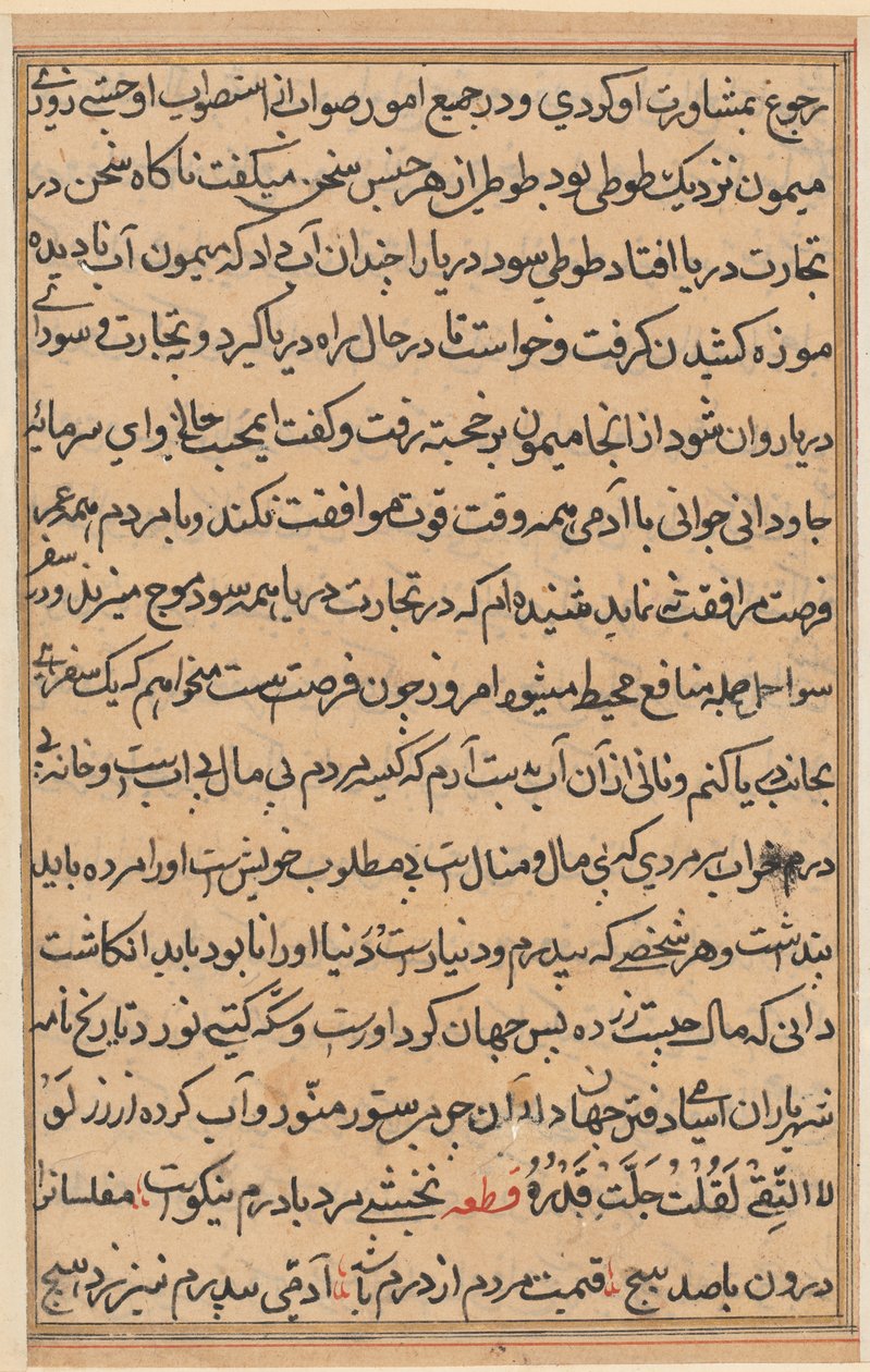 Pagina uit Verhalen van een papegaai Tuti-nama: tekstpagina, ca. 1560 door Unbekannt
