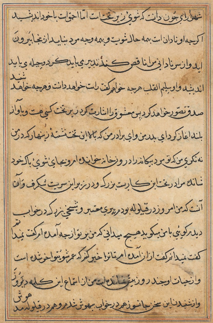 Pagina uit Verhalen van een Papegaai Tuti-nama: tekstpagina, c. 1560 door Unbekannt