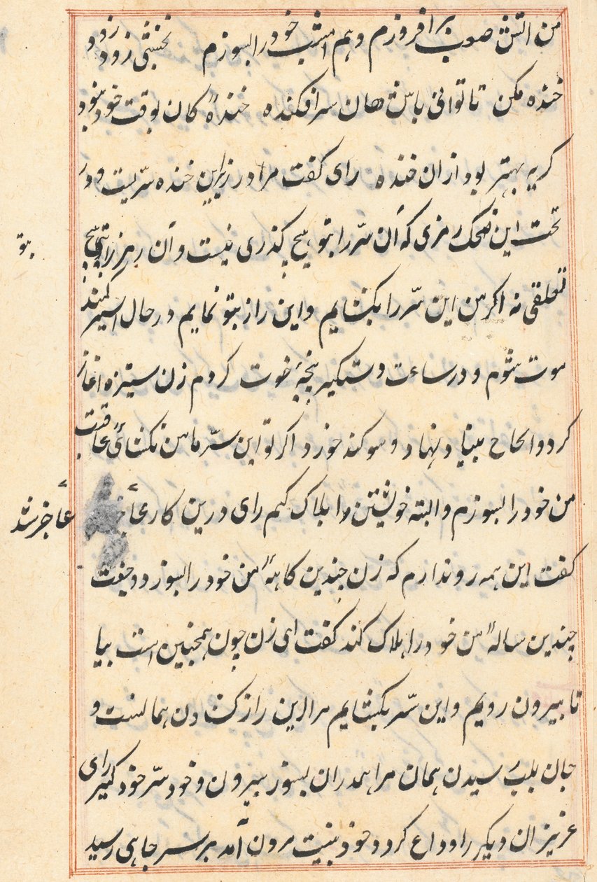 Pagina uit Verhalen van een Papegaai Tuti-nama: tekstpagina, c. 1560 door Unbekannt
