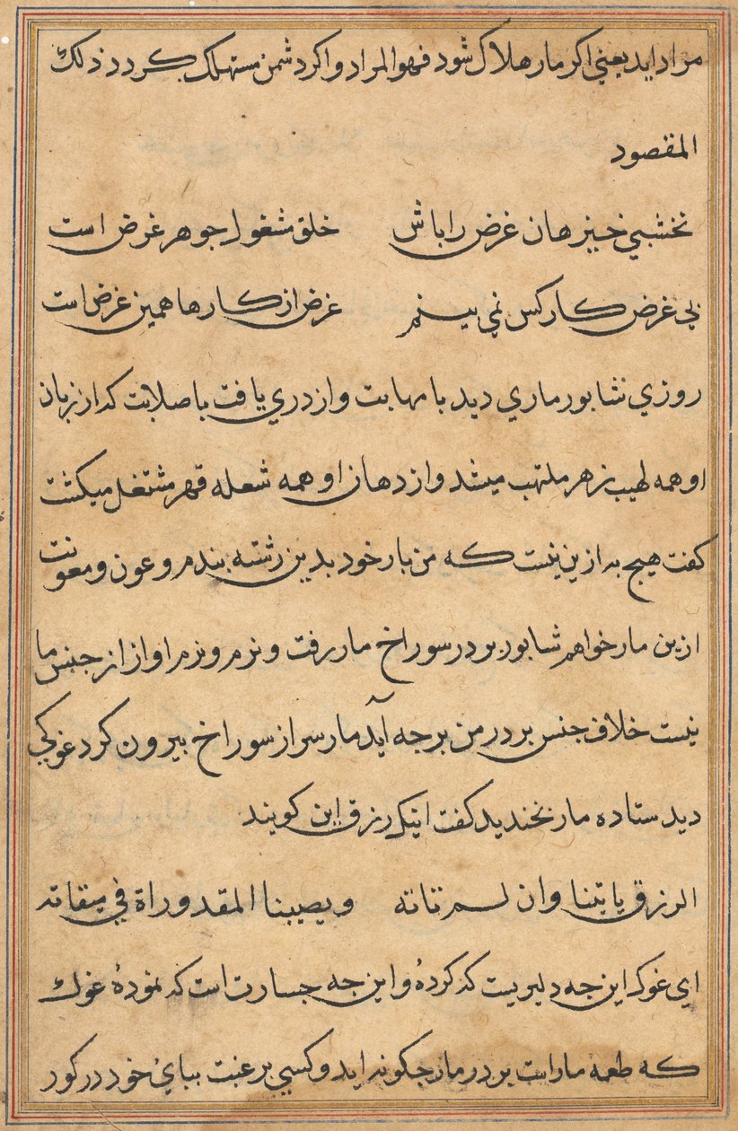 Pagina uit Verhalen van een Papegaai Tuti-nama: tekstpagina, c. 1560 door Unbekannt