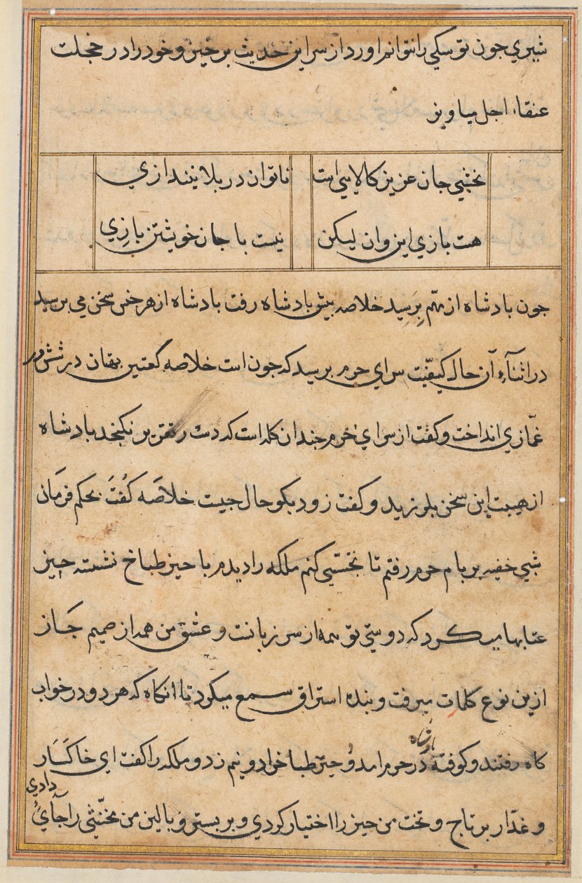 Pagina uit Verhalen van een Papegaai Tuti-nama: tekstpagina, c. 1560 door Unbekannt