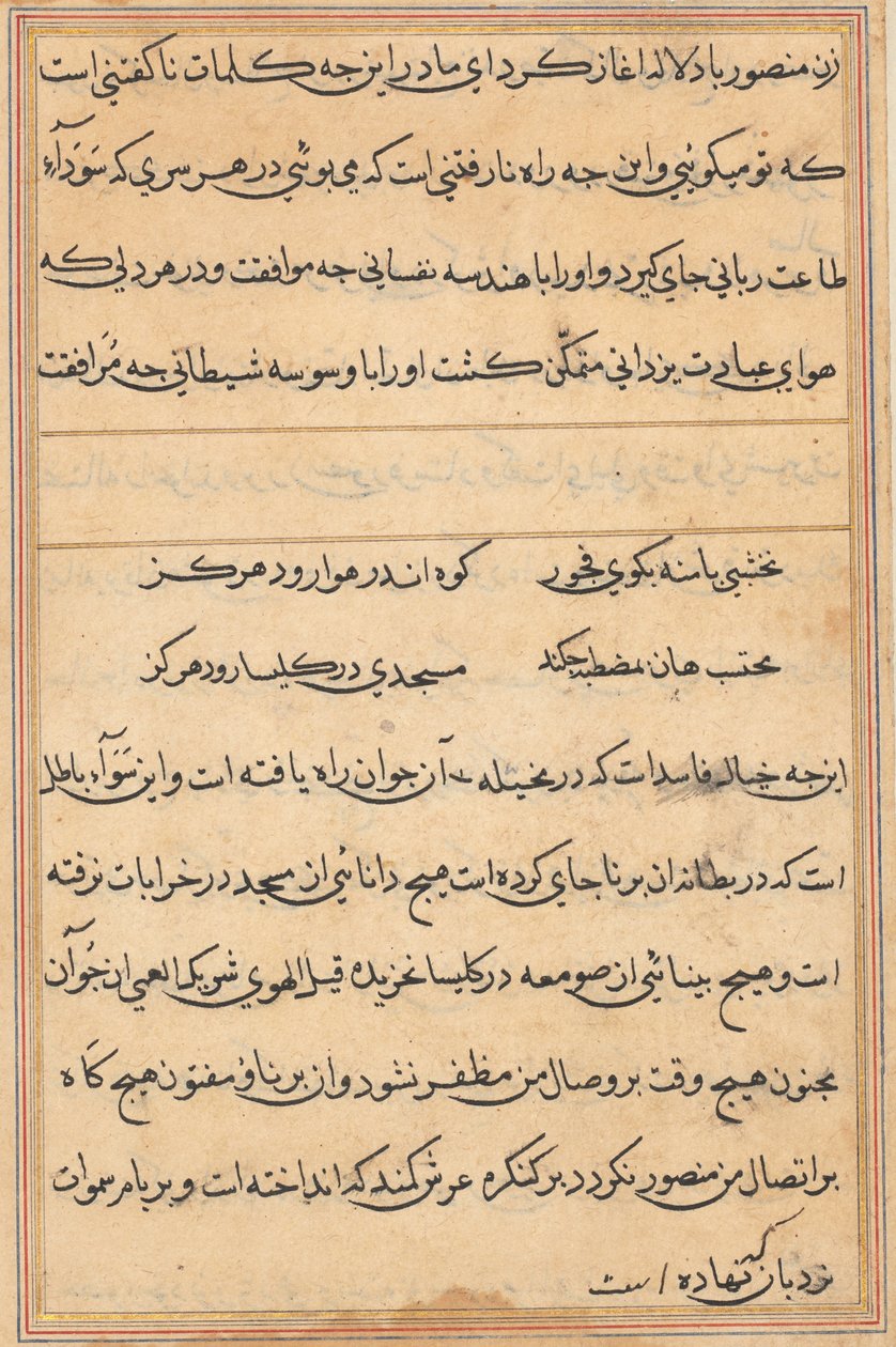 Pagina uit Verhalen van een papegaai Tuti-nama: tekstpagina, ca. 1560 door Unbekannt