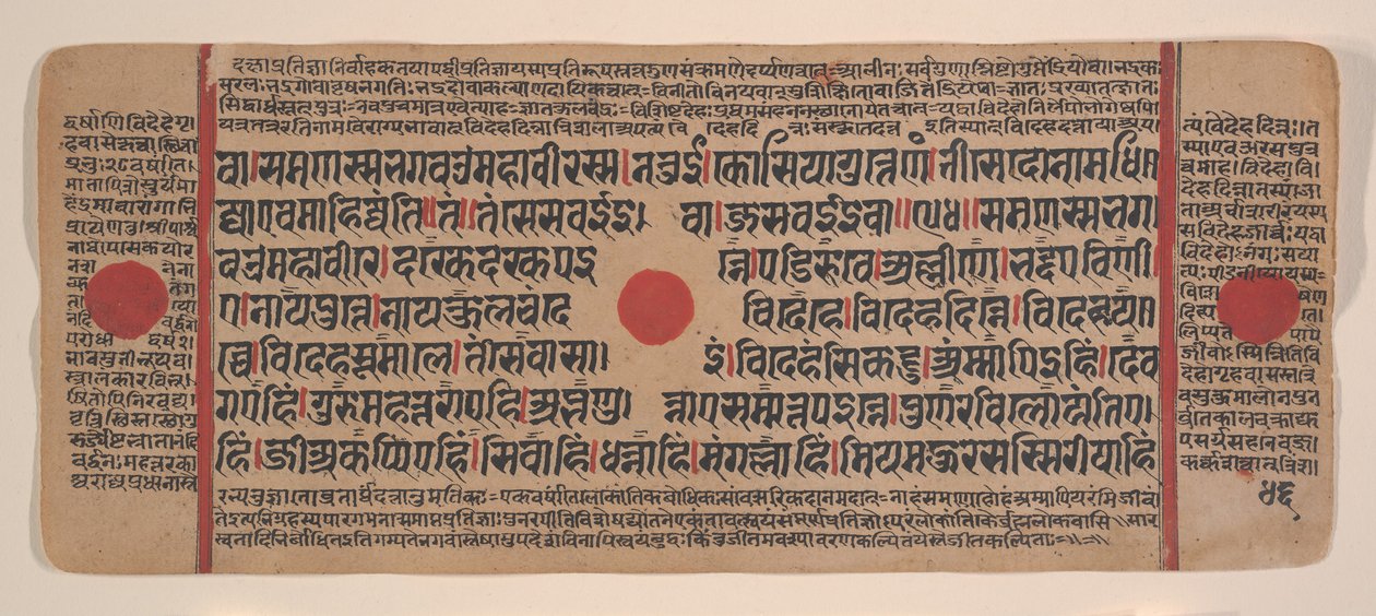 Pagina uit een Verspreid Kalpa Sutra Jain Boek van Rituelen, 15e eeuw door Unbekannt