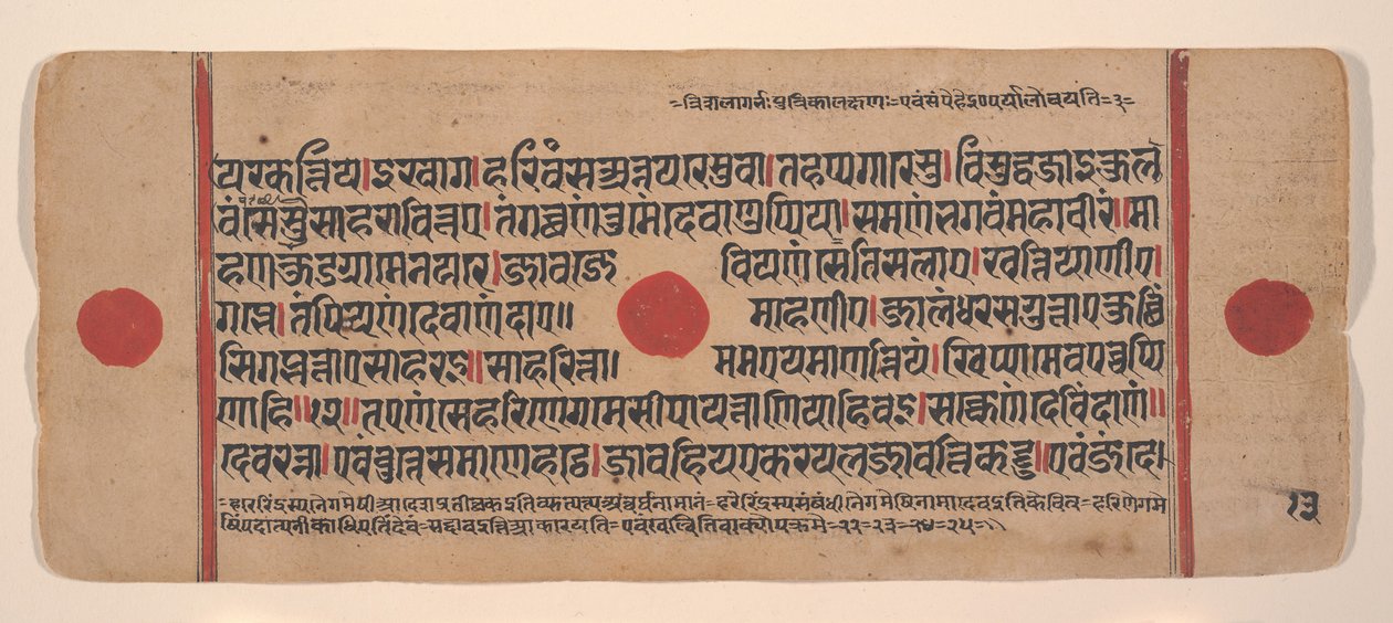 Pagina uit een verspreid Kalpa Sutra Jain rituelenboek, 15e eeuw door Unbekannt