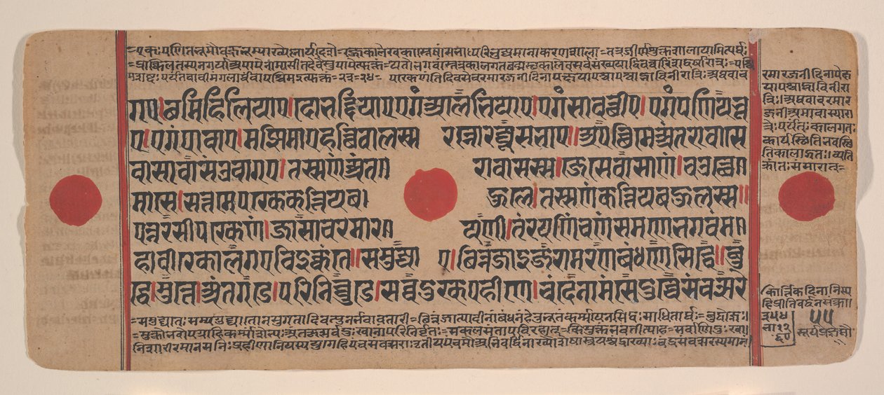 Pagina uit een Verspreide Kalpa Sutra Jain Boek van Rituelen, 15e eeuw door Unbekannt