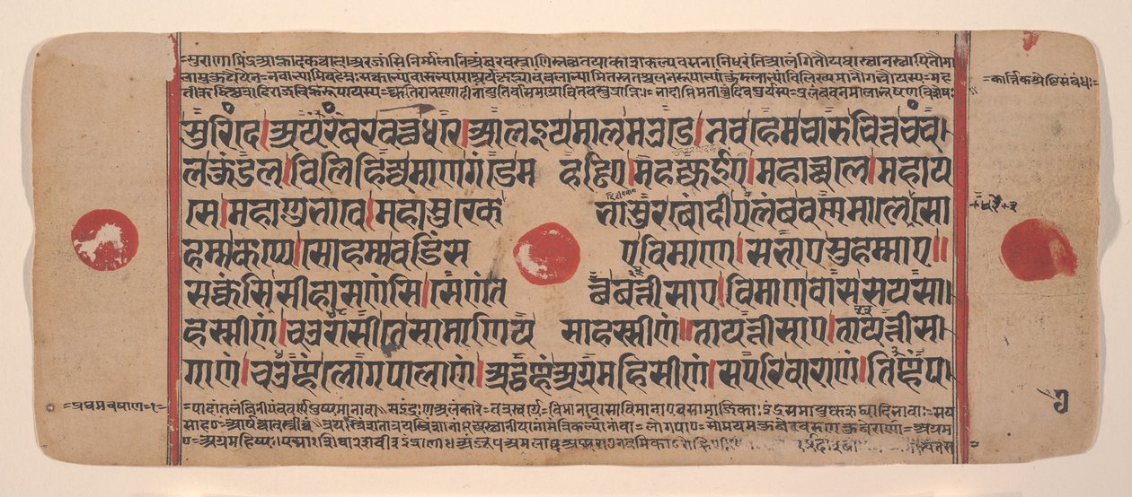 Pagina uit een Verspreide Kalpa Sutra Jain Boek van Rituelen, 15e eeuw door Unbekannt