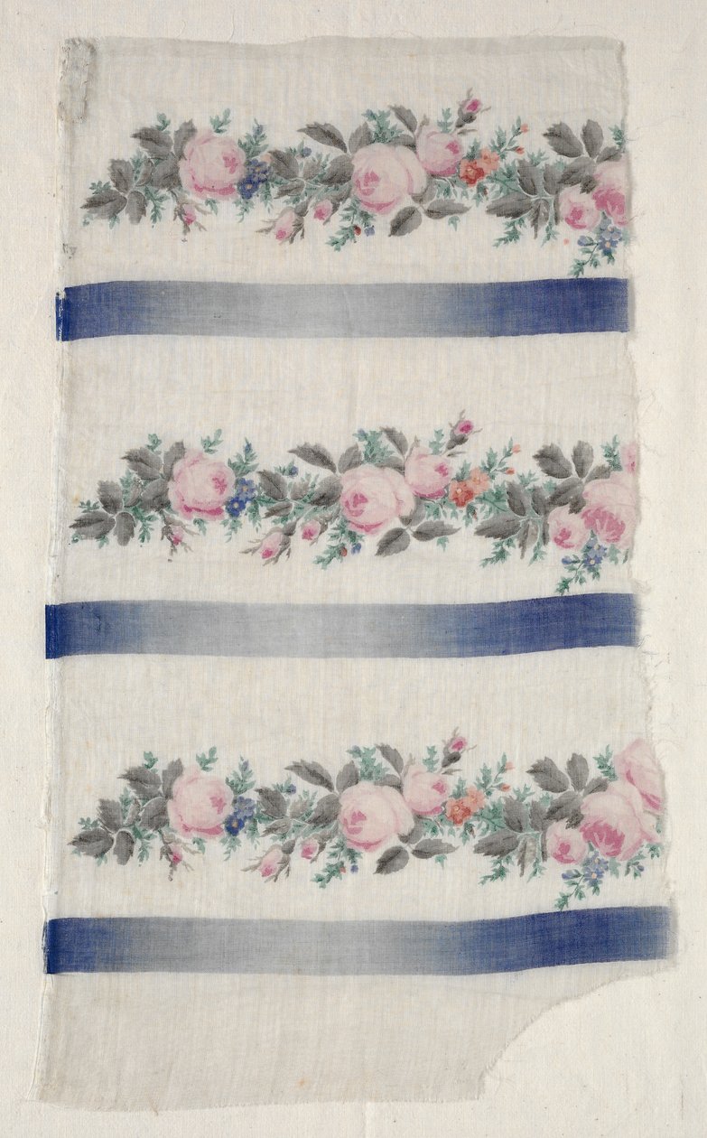 Geschilderde Organdy-strook, midden 1800s door Unbekannt