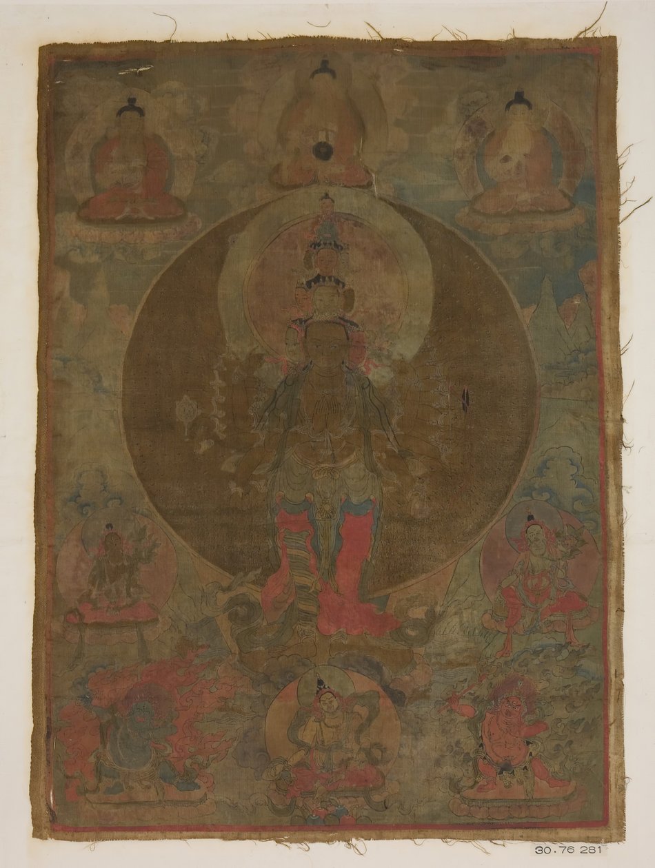Paneel van een schilderij van een duizendarmige Guanyin, datum onbekend door Unbekannt