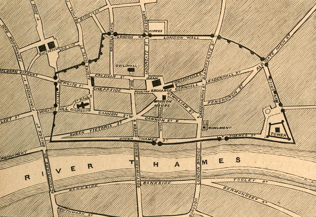 Deel van modern Londen, met de oude muur, 1897 door Unbekannt