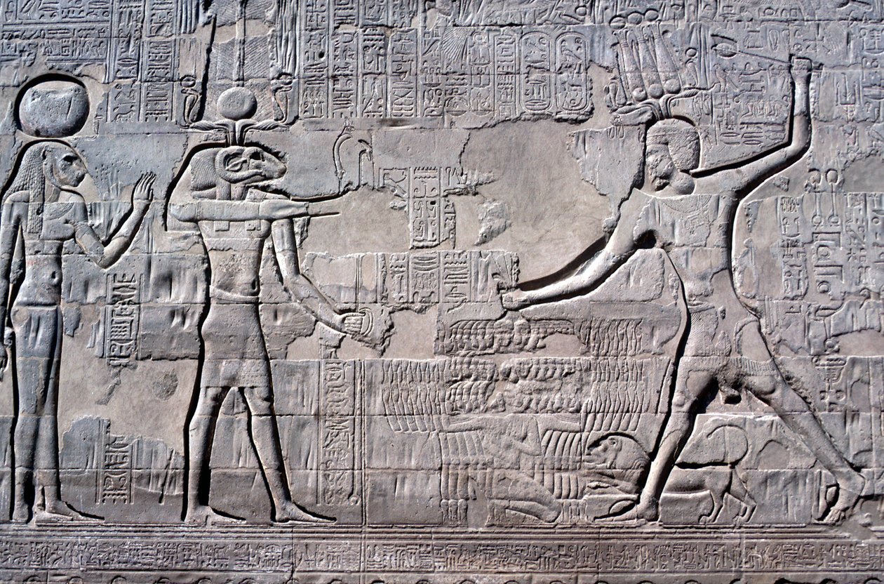 Farao die zijn vijanden slaat, Tempel van Khnum, Ptolemeïsche en Romeinse Periodes door Unbekannt