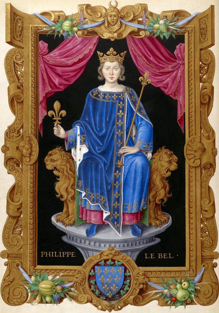 Philippe IV le Bel Uit Recueil des rois de France, door Jean Du Tillet (16e eeuw) door Unbekannt