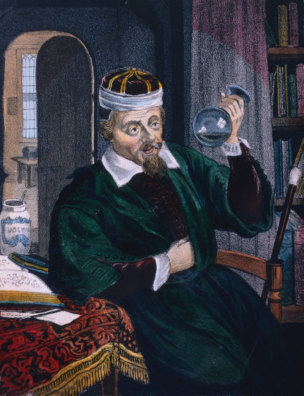 Arts onderzoekt een urinemonster van een patiënt, c.1600 19e eeuw door Unbekannt