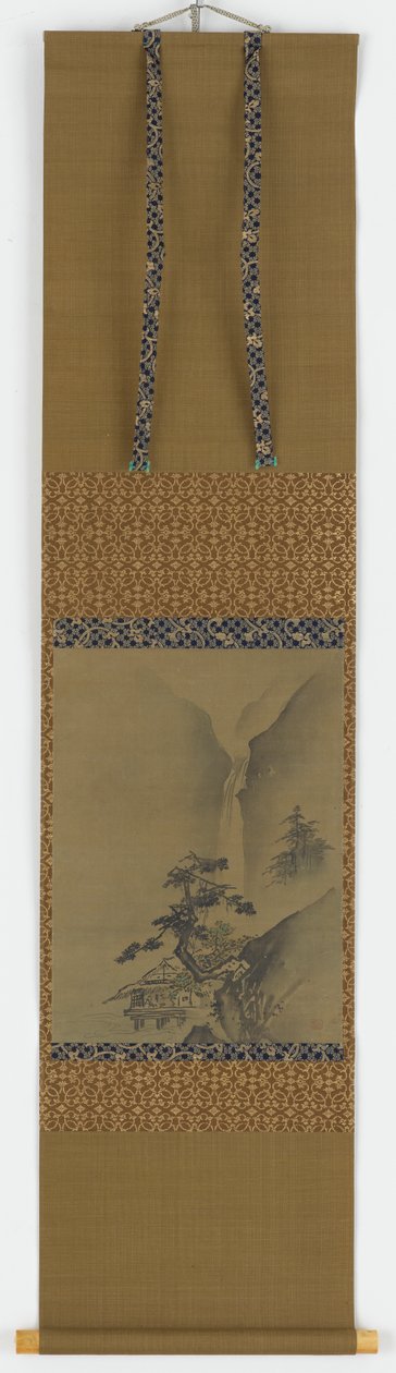 Pijnbomen en waterval, Edo-periode, 1615-1868 door Unbekannt