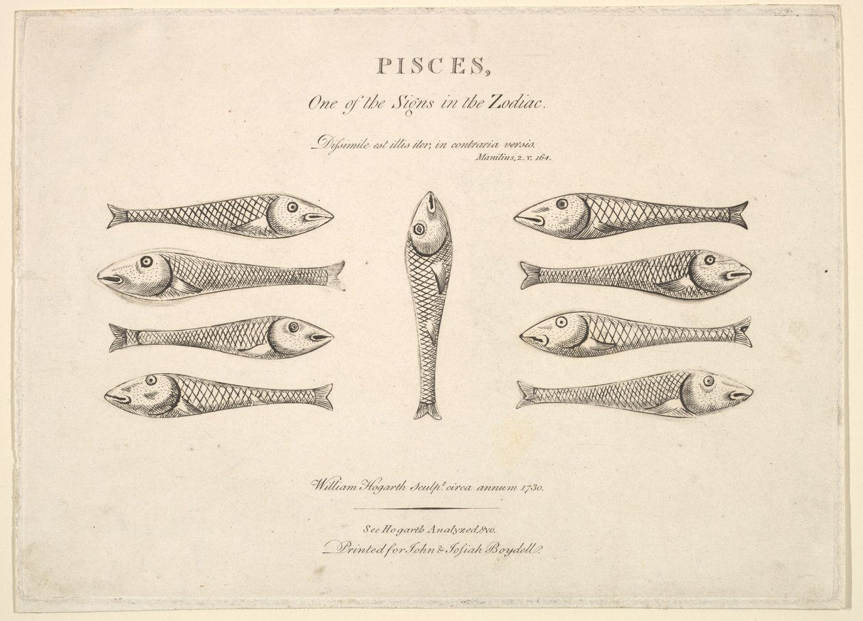 Vissen: Hogarths Quadrille Vissen, ca. 1730 door Unbekannt