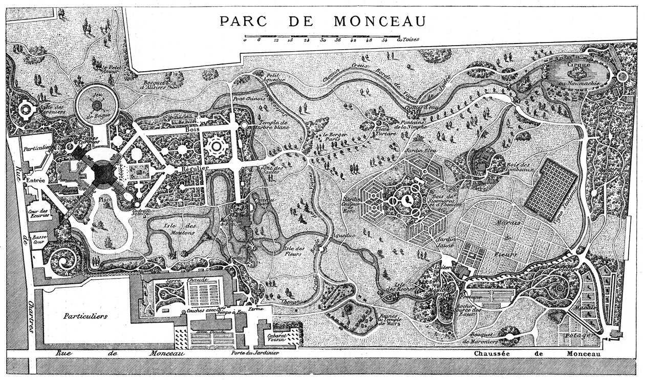 Plan van Monceau Park, Parijs, 1778 door Unbekannt