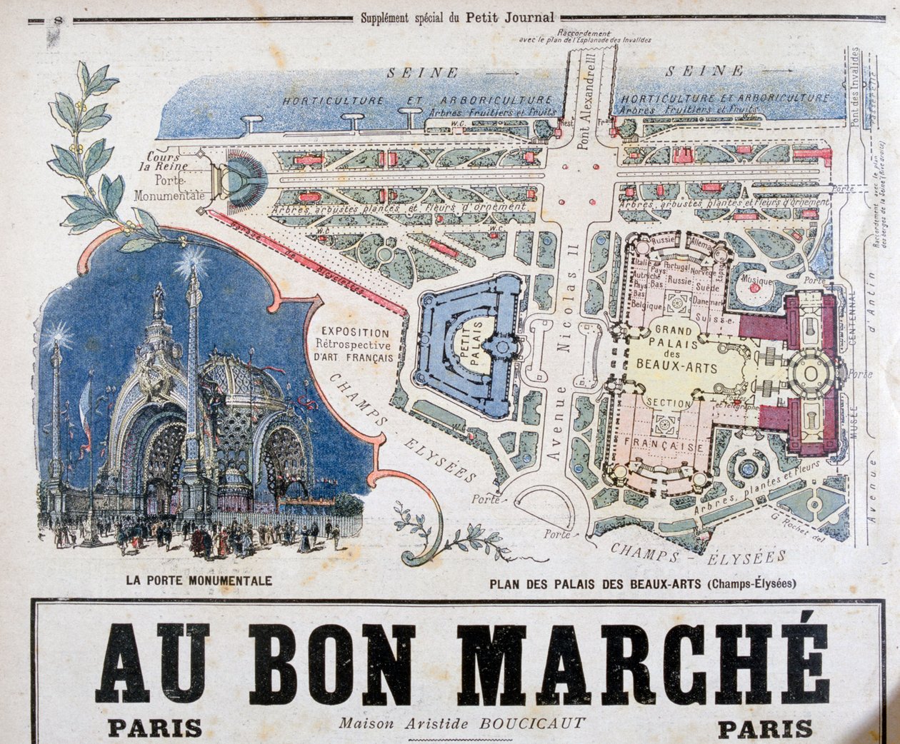 Plan van de Porte Monumentale en Palais des Beaux-Arts, 1900 door Unbekannt