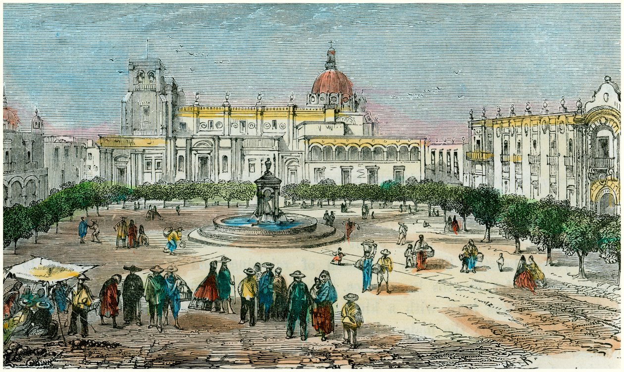 Plaza van Guadalajara, in de staat Jalisco, Mexico, ca. 1880 door Unbekannt