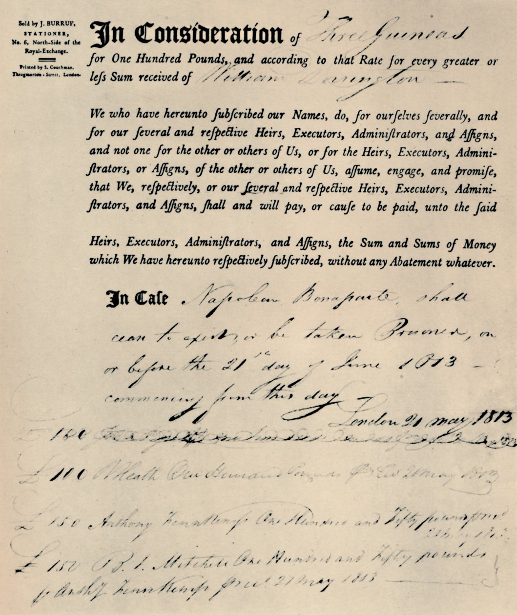 Levensverzekering van Napoleon door Unbekannt