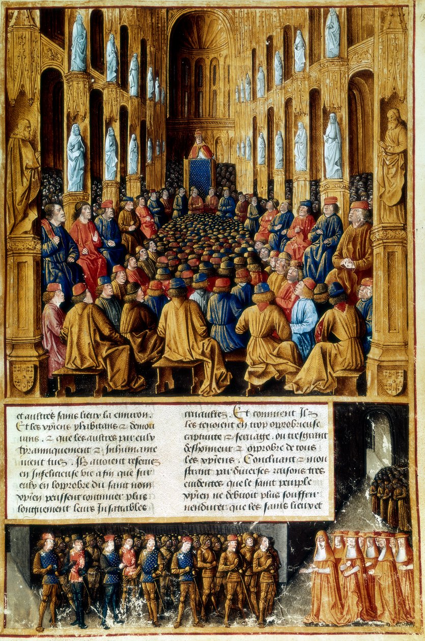 Paus Urbanus II die het Concilie van Clermont voorzit, Frankrijk, 1095 c1490 door Unbekannt