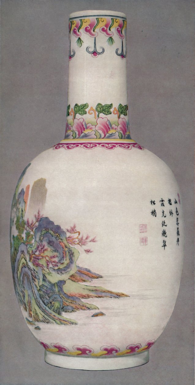 Porseleinen fles in de Ku Yueh Hsuan-stijl, Qianlong-periode, 1736-1796, 1928 door Unbekannt