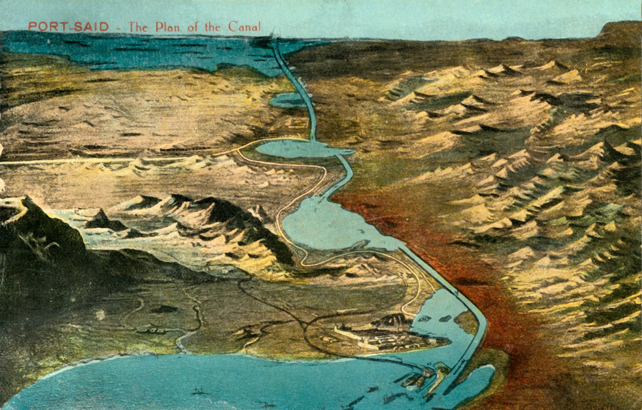Port-Said - Het plan van het kanaal, ca. 1918-1939 door Unbekannt