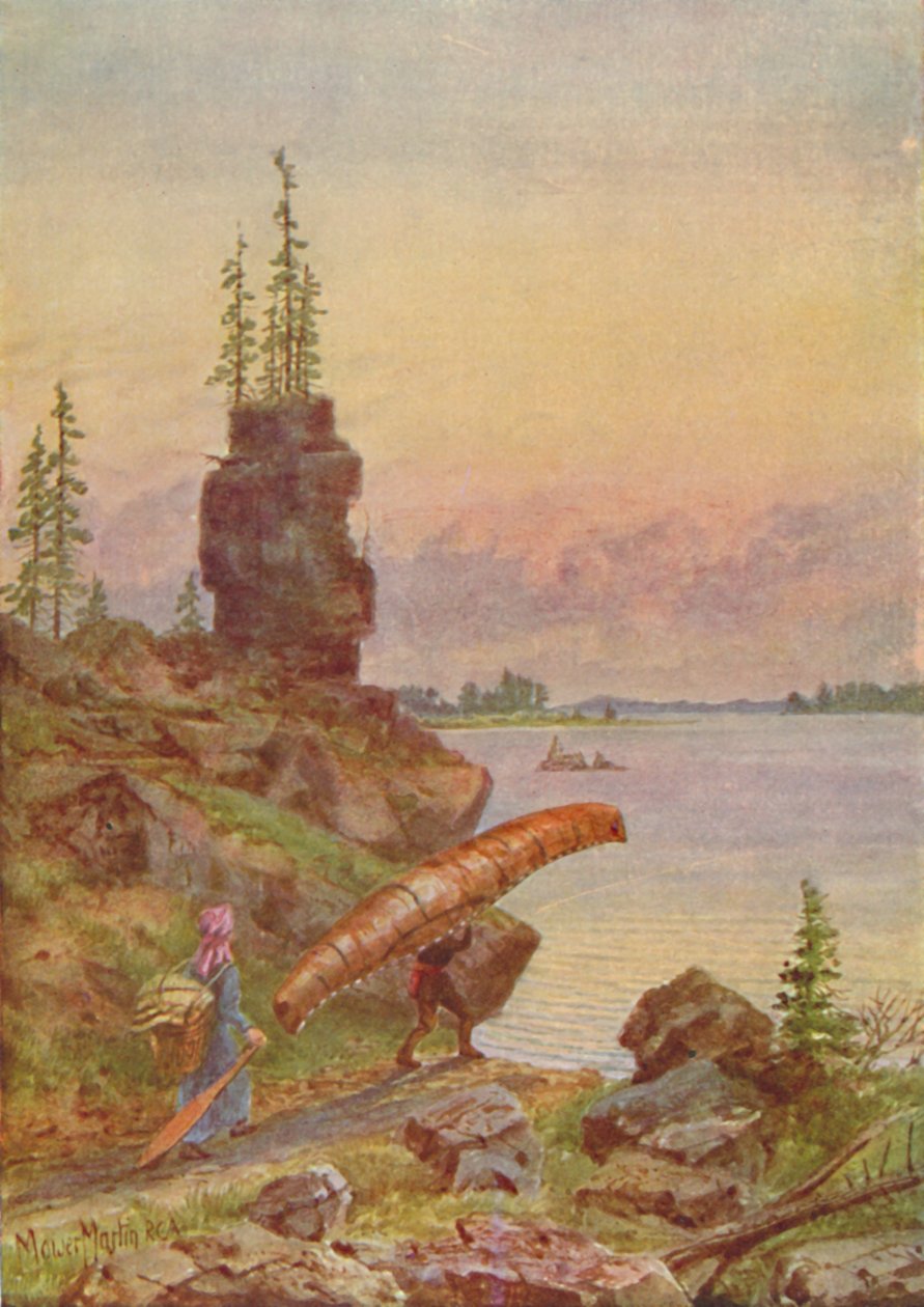 Portage en Berkenbast Kano, 1924 door Unbekannt