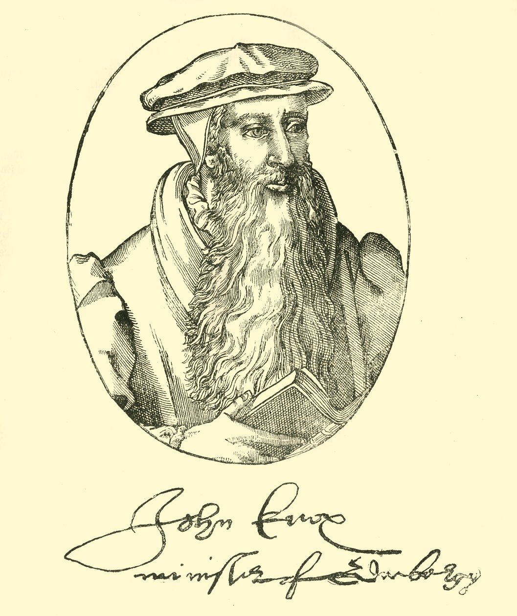 Portret en Handtekening van John Knox door Unbekannt