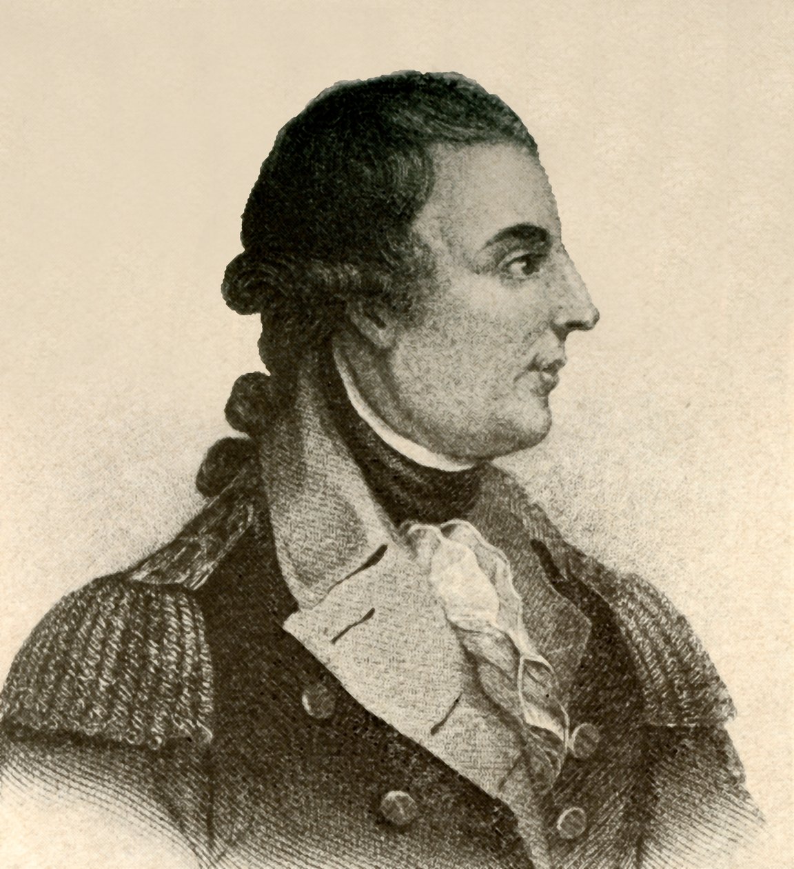 Portret van generaal Montgomery, met een zwarte zijden das, haar in een queue, ca. 1770, 1937 door Unbekannt