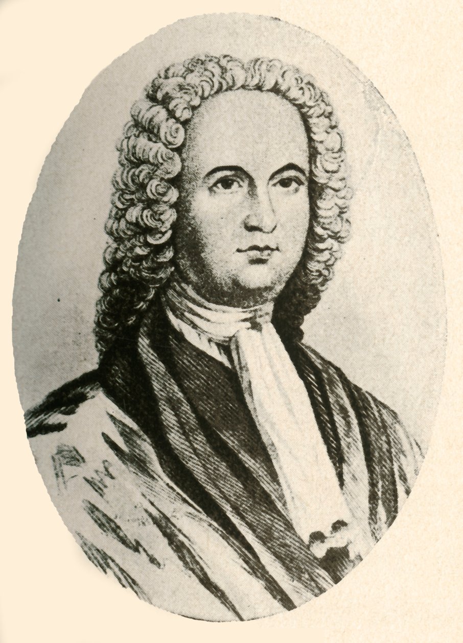 Portret van James Logan in pruik en rechterlijke toga, gedragen in Pennsylvania door Unbekannt